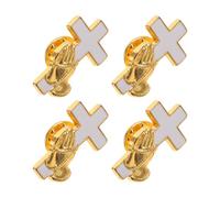 DRESSOOS 4pcs Vintage Cross Brooch Pins for Women and Men, Alloy Material with Praying Hand Cross Motif, Resisting Tarnish and Fading, for Holy Communion Brooch Traditions and Special