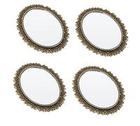 DRESSOOS 4pcs Vintage Mini Dollhouse Mirrors with Frame Elegant Oval Tiny Mirrors for Bedroom Bathroom Living Spaces for Creative Pretend Play DIY Decor