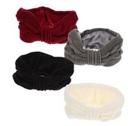 DRESSOOS 4pcs Warm Knitting Turban Headbands for Women Bow Design Ear Hair Accessories Soft and Skin-friendly for Outdoor Activities Christmas