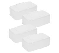 DRESSOOS 4pcs Wipes Dispenser Wipes Box with Lid Refillable Pp White Non-slip Reusable Portable Home and Bedrooms
