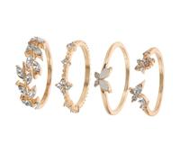 DRESSOOS 4pcs Women Metal Rings Minimalist Heart Butterfly Star Moon Design Finger Jewelry Comfortable Skin Friendly Stylish Accessories for Parties Birthdays Daily Wear