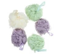 DRESSOOS 5 Pcs Bath Sponge for Adults Practical Bath Puff with Comfortable Feeling and Skin Soothing Effect Made of Pe Material with Short Rope for Muscle Soak and Daily Shower Random Color