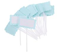 DRESSOOS 50pcs Blue Cake Topper Toothpick Flags Paper and Pp Material, Unique Writing Board Design for Birthday Celebration and Parties, Convenient and Practical Decorative Cake Toppers