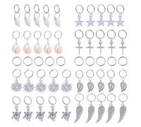 DRESSOOS 50pcs Braid Rings for Hair Star and Leaf Shapes Silver Alloy Hair Charms for Braids Practical Fashionable Design for Halloween Masquerade