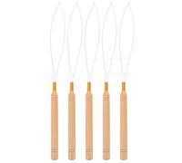 DRESSOOS 5pcs Bead Threading Tools with Wooden Handles and Metal Tips, Easy to Thread for DIY Beading Jewelry Bracelets, for Macrame and Beading Crafts