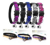 DRESSOOS 5pcs Cat Dog Puppy Id Collar No-snag Nylon Pet Accessories Adjustable Breakaway Collar Bells Quick Release Buckle for Grooming Calm