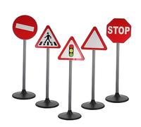 DRESSOOS 5pcs Educational Traffic Sign Models Road Sign Toys Barricades Signal Light Toys for Toddlers Micro Scene for Boys and Girls Road Plaything for Year Old Boy's Safety Awareness