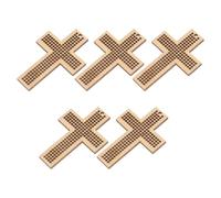 DRESSOOS 5pcs Handmade Cross-Stitch Wooden Chip Creative Modeling Lovely Shaped Wood Pieces Ready to Paint and Decorate for DIY Crafts