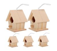 DRESSOOS 5Pcs Mini Bird House Pendant Wooden Imitation Bird Nests for Garden Decor for Home Party Decoration Natural Material for Creative Displays