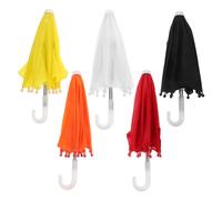 DRESSOOS 5pcs Mini Colorful Decorative Umbrellas for Dollhouse and Lightweight Portable Miniature Props for Home Decor and Photo Shoots Red Yellow Orange Black White