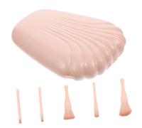 DRESSOOS 5pcs Mini Makeup Brush Set with Travel Case Beige Color Eye Shadow and Powder Brushes for Women Portable Beauty Tools for On-the-go Makeup