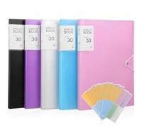 DRESSOOS 5pcs Presentation Binder with Clear Insert Sleeves Document Organizer Portfolio Book in Black Blue Pink Purple White with Sticker for Business and Personal Use