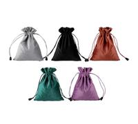 DRESSOOS 5pcs Velvet Drawstring Jewelry Storage Bags Multipurpose Cosmetic Pouches for Women Portable Dustproof Travel Organizers in Purple Black Gray Green Brown