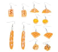 DRESSOOS 6 Pairs Food Simulation Bread Dangle Drop Earrings Lightweight Resin Jewelry for Women Daily Wear Party Wedding Easter Christmas Accessories
