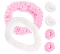 DRESSOOS 6-Piece Flannel Skincare Headband and Wristband Set for Women Non-Slip Face Washing Accessories Soft Spa Headbands for Facial Care