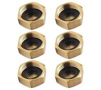DRESSOOS 6Pcs 1/2" Brass Female Thread Water Pipe Cap with Rubber Washer Hose End Blanking Plugs for Radiator Valve and Washing Machine Fittings