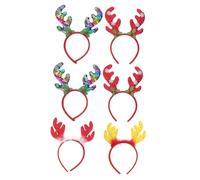 DRESSOOS 6pcs Christmas Sequin Antler Headbands Non-Fading Reindeer Hairhoops for Boys and Girls Adults Carnival Party Random Style