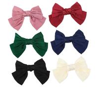 DRESSOOS 6pcs Large Hair Bow Clips Oversized Holiday Accessories in Black Beige Pink Dark for Women Hair Styling Special Occasions