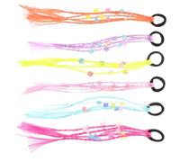 DRESSOOS 6pcs Rainbow Colored Twist Braid Extensions with Soft Bands Comfortable Synthetic Braided Hairpieces for Party Cosplay and Festival Hair Accessories