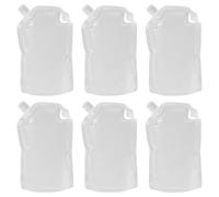 DRESSOOS 6Pcs Refillable Travel Squeeze Pouches 1L Milk White Spout Bags for Shampoo Conditioner Shower Gel Cosmetic Fluid Packing, Portable Toiletries Containers for Travel