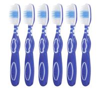 DRESSOOS 6pcs Short Toothbrush Large Handle Toothbrush Compact Design Prevents Spread of Dirty Things Blue Pp TPR Nylon Inmates Oral Care