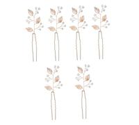 DRESSOOS 6pcs Vintage Shaped Hairpins for Brides Elegant Bridal Hair Accessories Retro Hair Sticks for Wedding Parties Chic Headdress for Ladies and Flower Girls