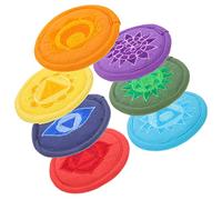 DRESSOOS 7pcs Nepal Handcrafted Tibetan Singing Bowl Cushions Embroidered Buddha Sound Bowl Pads for Meditation Yoga Studio Decoration, Medium Size, Assorted Colors