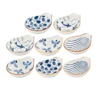 DRESSOOS 8pcs Ceramic Sauce Plates Set Deep Mouth Design for Table Setting and Home Use Elegant Style Mini Sauce Bowls for Dipping and Seasoning