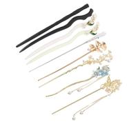 DRESSOOS 9pcs Black Chignon Hair Pin Wooden Hair Stick Butterfly Stick Pin Lightweight for Hanfu Costume Tea Parties Traditional Accessories