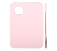 DRESSOOS Acrylic Makeup Mixing Tray with Stainless Steel Spatula for Cosmetic and Pigment Mixing, Pink Colour Palette Board for Nail Art and Makeup Application