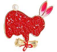 DRESSOOS Adorable for Easter Women Rabbit Rhinestone on with Pin Red for Brooch and Copper Material, Pin Buckle Design Fixed Bunny Brooch Clip Holiday Accessories Coats and Jackets