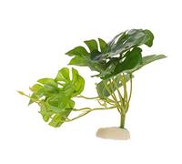 DRESSOOS Artificial Monstera Plant Leaf Base for Vivarium Reptile Tank Decor Aquarium Plant Cup Simulated Green Leaves