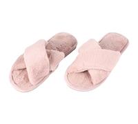 DRESSOOS Autumn Winter Plush Cross Open Toe Slippers for Women Comfortable Soft Fleece House Shoes with Anti-slip Sole Ergonomic Design Cozy Footwear for Indoor Use