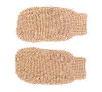 DRESSOOS Bath Glove Scrubber Body Scrub Mitts 2pcs Ramie Jute Exfoliating Gloves Beige Natural Material for Dead Skin Removal and Spa Care for Shower and Bathing