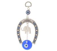 DRESSOOS Blue Evil Eye Elephant Hanging Ornament with Protection Charm, Alloy and Glass Material, Easy to Hang Decorative Hanging Ornament for Home Or Office Use