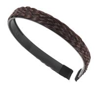 DRESSOOS Braided Hair Hoop Headband for Women Girls 1.5cm Wide Non-slip Dark Brown Hair Accessory for Wigs and Everyday Wear
