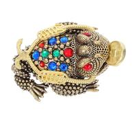 DRESSOOS Brass Small Hollow 3-legged Money Toad Statue Copper Toad Sculpture Feng Shui Ornament for Living Room Office Desk Decoration 7.2cm X 4.4cm X 3.3cm