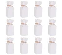 DRESSOOS Candy Boxes Party Favor Boxes with Ribbon White Synthetic Material 20pcs for Wedding and Cupcake Packaging Suitable for Wedding Candy and Treats