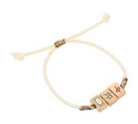 DRESSOOS Chinese Mahjong Lucky Stretchy Braided Gold Thread Bracelet Handmade Feng Shui Protection Wristband for Women Adjustable Wrist Rope Jewelry