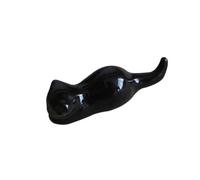 DRESSOOS Chopsticks Holder Black Cat Shaped Japanese Style Ceramic 9x3x2cm Dual-Purpose Chopstick Rest and Spoon Rest for Dining Table Decor and Art Craft