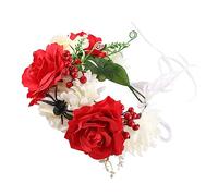 DRESSOOS Christmas Halloween Wreath Headband Faux Flower Berry Hair Decor Festive Floral Headpiece for Parties Weddings and Holidays Eye-catching Accessory for Friends Family Celebrations
