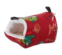 DRESSOOS Christmas Red Thick Cotton Bird Nest Warm Hanging Hammock Bed for Parrots Conures African Grey Finch Parakeet Cozy Snuggle Sleeping Sack Cage Accessory