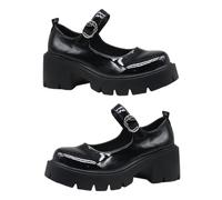 DRESSOOS Chunky Heels Mary Shoes for Women Spring Autumn Platform Casual Footwear with Non-Slip Block Heel and Toe Stylish Strap Design for Business Party Prom and Daily Wear Black