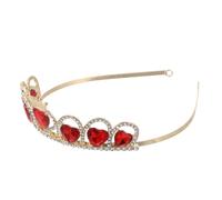 DRESSOOS Copper Bridal Crown Headband Orange Red Heart-Shaped Design, Handmade Wedding Tiara Hairband for Brides and Special Occasions