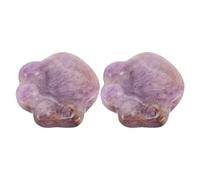 DRESSOOS Crystal Figurines Cat Paw Amethyst Hand-carved 2pcs Gemstone Ornaments Unique Home Décor Gifts for Desk and Bookshelf Decoration for Cat