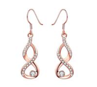 DRESSOOS Dangle Earrings Lightweight Metal Figure 8 Shape and Zircon Stylish Golden Rhinestone Jewelry Decoration for Women for Prom or Dancing Party