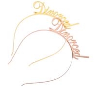 DRESSOOS Divorced Letters Alloy Headband 2Pcs Elastic Comfortable Hair Hoops for Women Divorce Party Dress Up Lightweight Metal Hair Bands