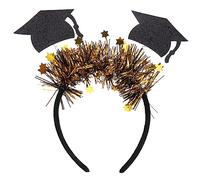 DRESSOOS Doctor Hat Headband Graduation Headpiece Black and Gold Five-pointed Star Design for Party Dress up Favor