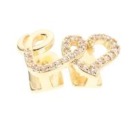 DRESSOOS Double Heart Copper Tooth Grill Micro Paved Rhinestones, Gold Party Jewelry Accessory, Comfortable Costume Tooth Cap for Men and Women Daily Wear