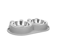 DRESSOOS Double Pet Feeder Bowl with Non-slip Base and Ant-ant Moat Stainless Steel Cat and Dog Feeding Dish for Small to Medium Pets Plastic Base for Indoor and Outdoor Use